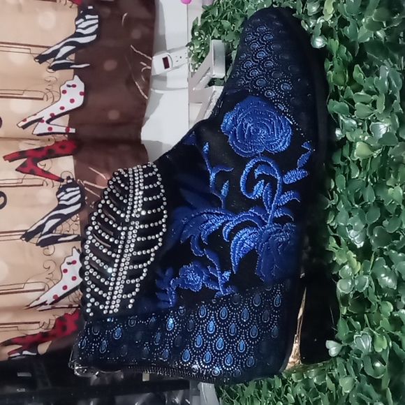 🎉HP🎉NWOB METALLIC Embroidered Rhinesthons boots - Picture 4 of 11